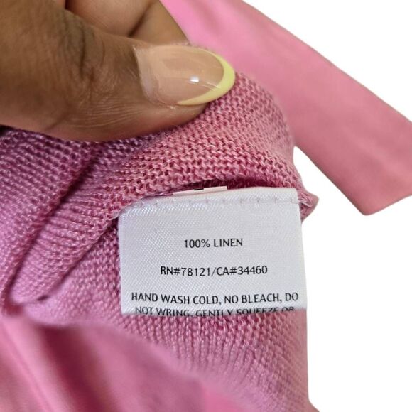 Eileen Fisher Primrose Delave Jersey Boxy Sweater Women's XL Pink Linen - Picture 5 of 6